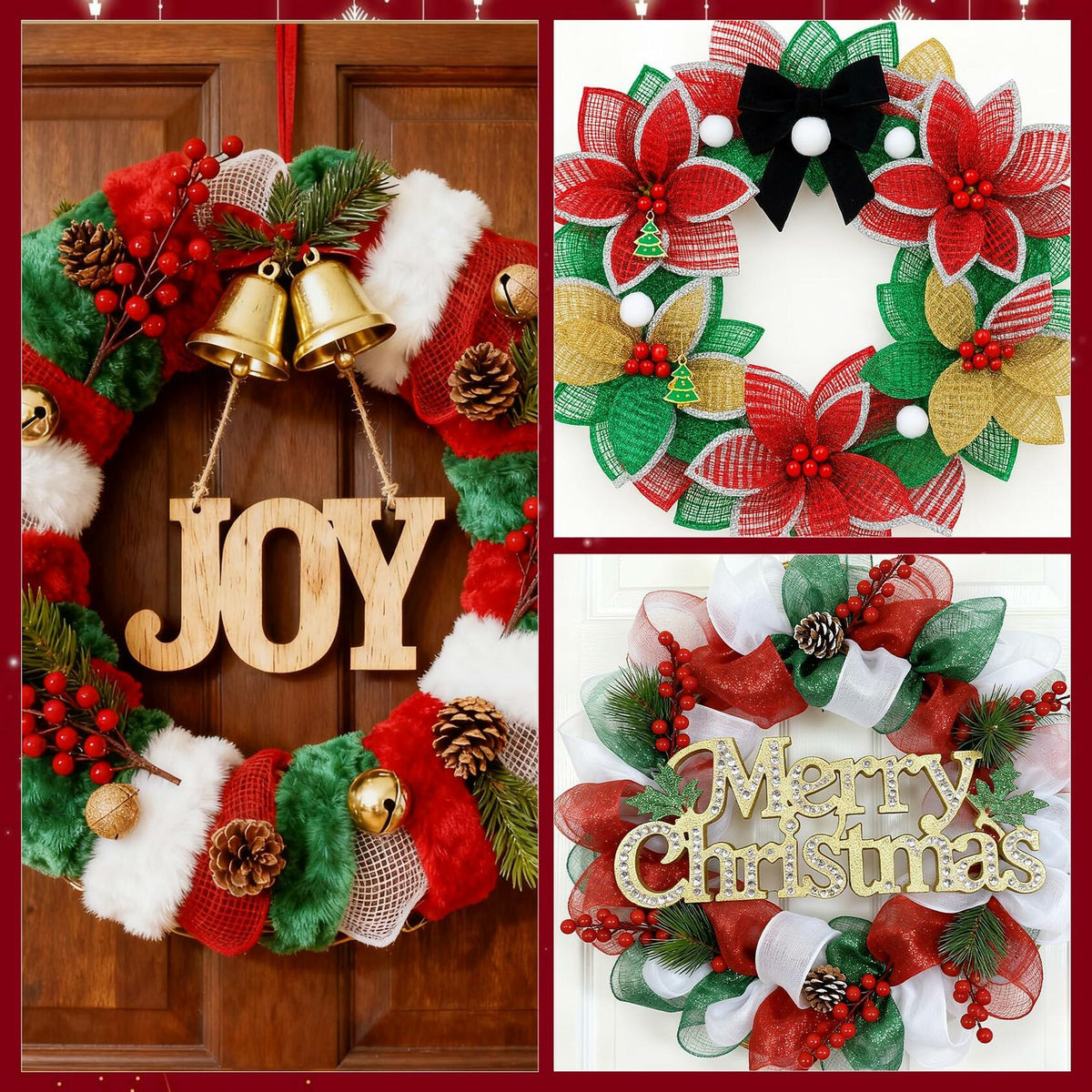 Cinta de malla metálica Funactu, 10 pulg. x 30 pies, decoración navideña de papel aluminio rojo