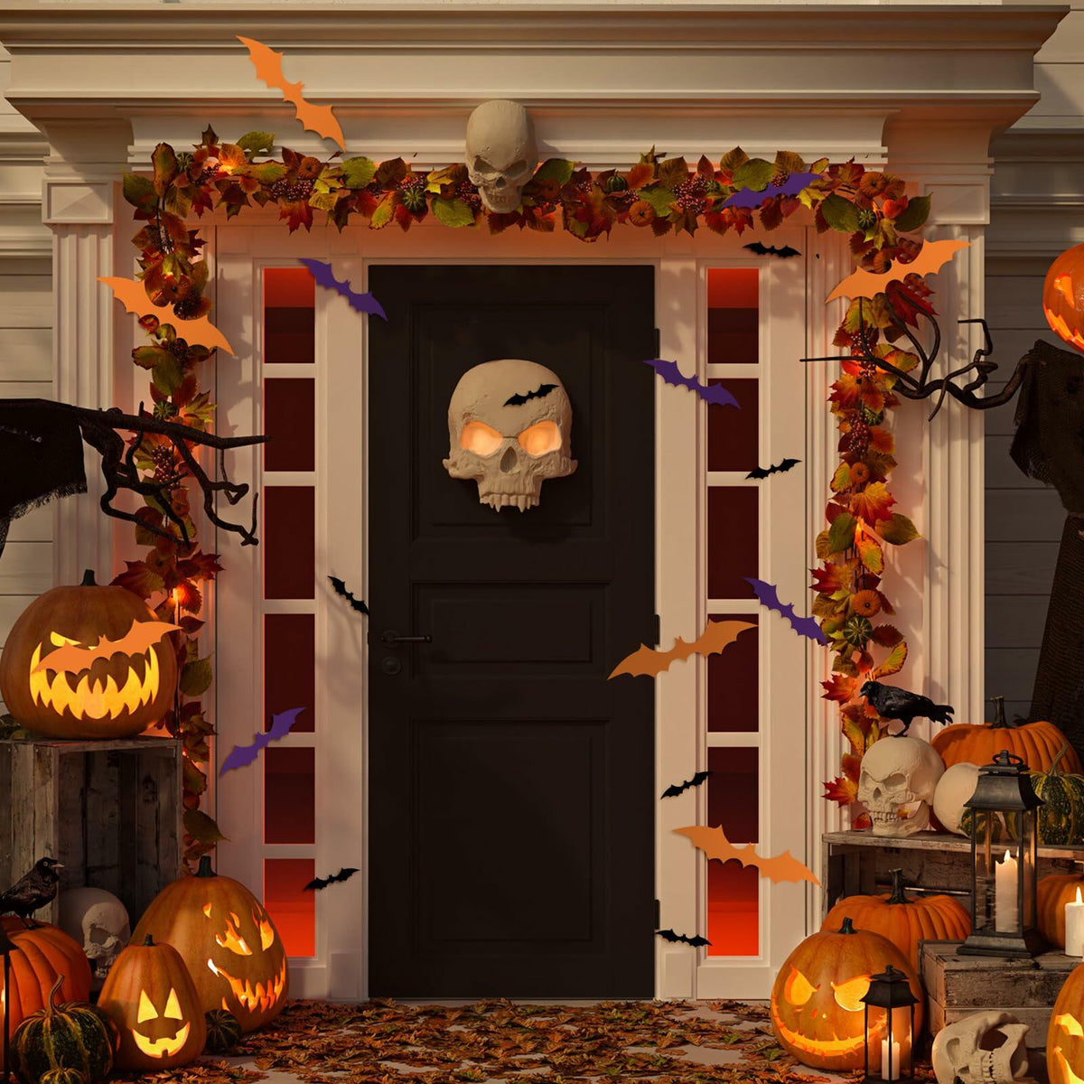 Maitys, 36 piezas de adornos de pared de papel con forma de murciélago para Halloween