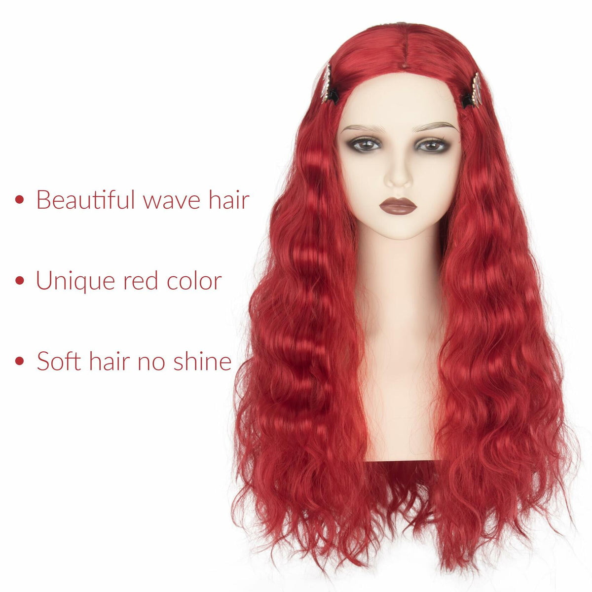 Peluca larga ondulada de color rojo Miss U Hair con raya al medio y clips para mujeres, ideal para cosplay y Halloween