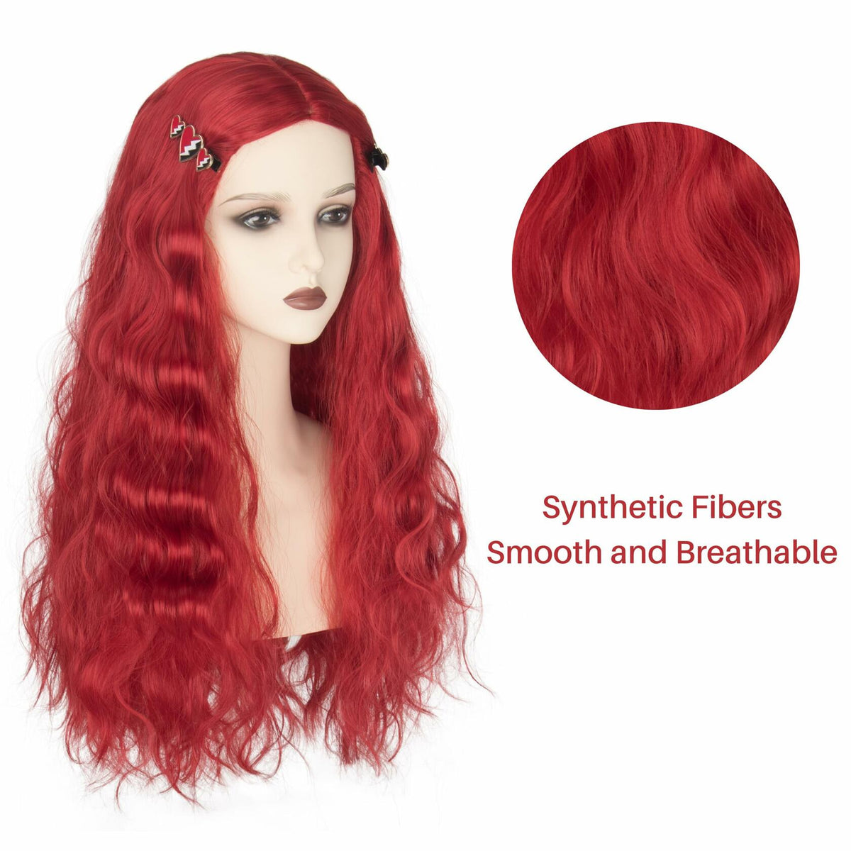 Peluca larga ondulada de color rojo Miss U Hair con raya al medio y clips para mujeres, ideal para cosplay y Halloween