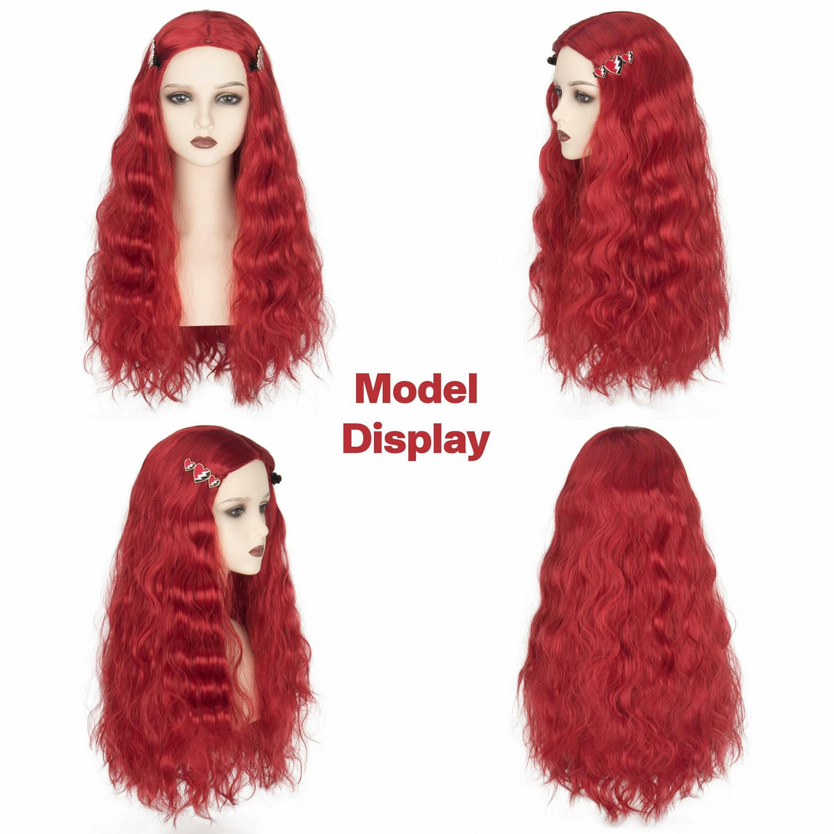 Peluca larga ondulada de color rojo Miss U Hair con raya al medio y clips para mujeres, ideal para cosplay y Halloween