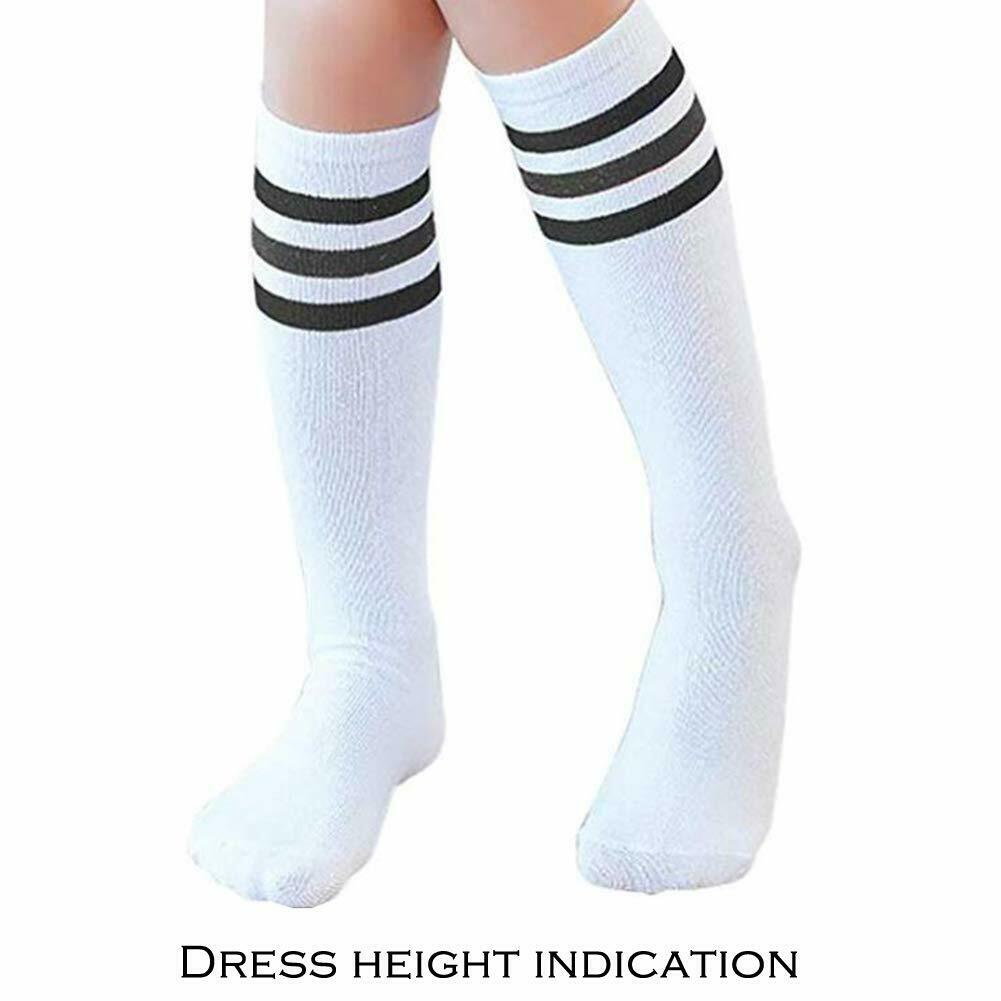 Calcetines altos hasta la rodilla NEVSNEV, cómodos y transpirables, con tres rayas, para niños de 10 a 15 años