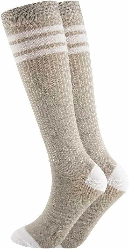 Calcetines altos hasta la rodilla NEVSNEV, cómodos y transpirables, con tres rayas, para niños de 10 a 15 años