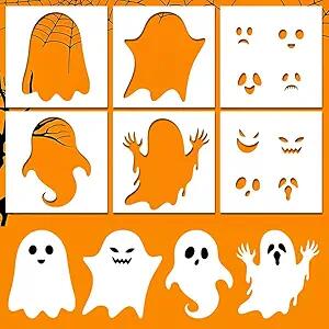 Plantillas de fantasmas grandes Weysat, 8 piezas, reutilizables para manualidades y arte de jardín para Halloween