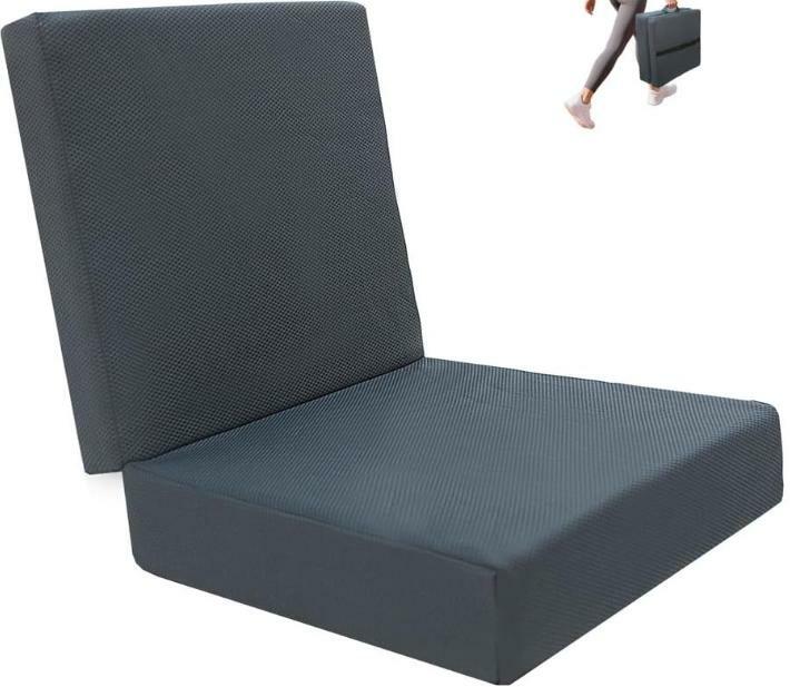 Cojín plegable para silla de columpio de porche OpyTikar, gris claro, con asa y correas