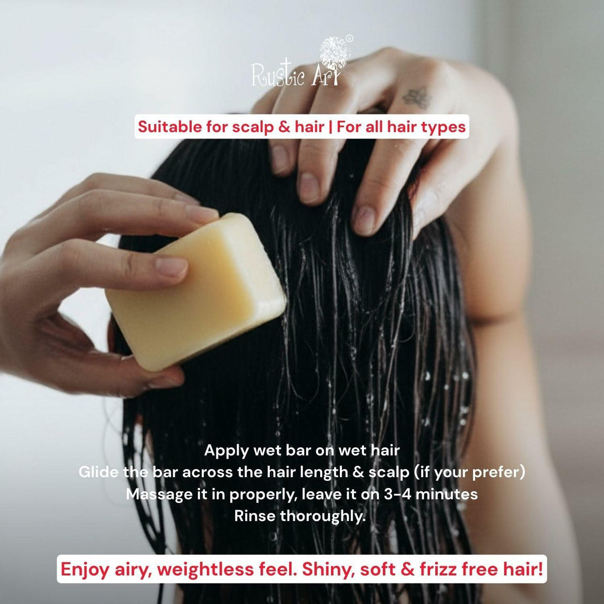 Barra acondicionadora para el cabello Amla Methi de Rustic Art, libre de sulfatos y siliconas