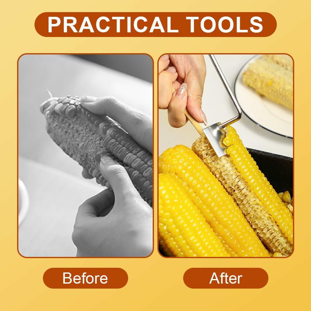 Herramienta de acero inoxidable Wegodal para desgranar maíz, pelador de cocina con mango largo, A-1 unidad