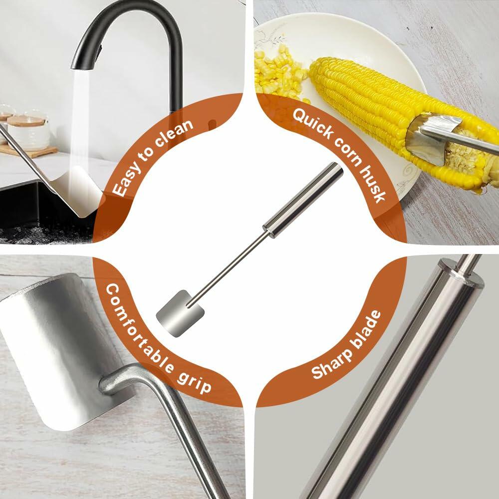 Herramienta de acero inoxidable Wegodal para desgranar maíz, pelador de cocina con mango largo, A-1 unidad