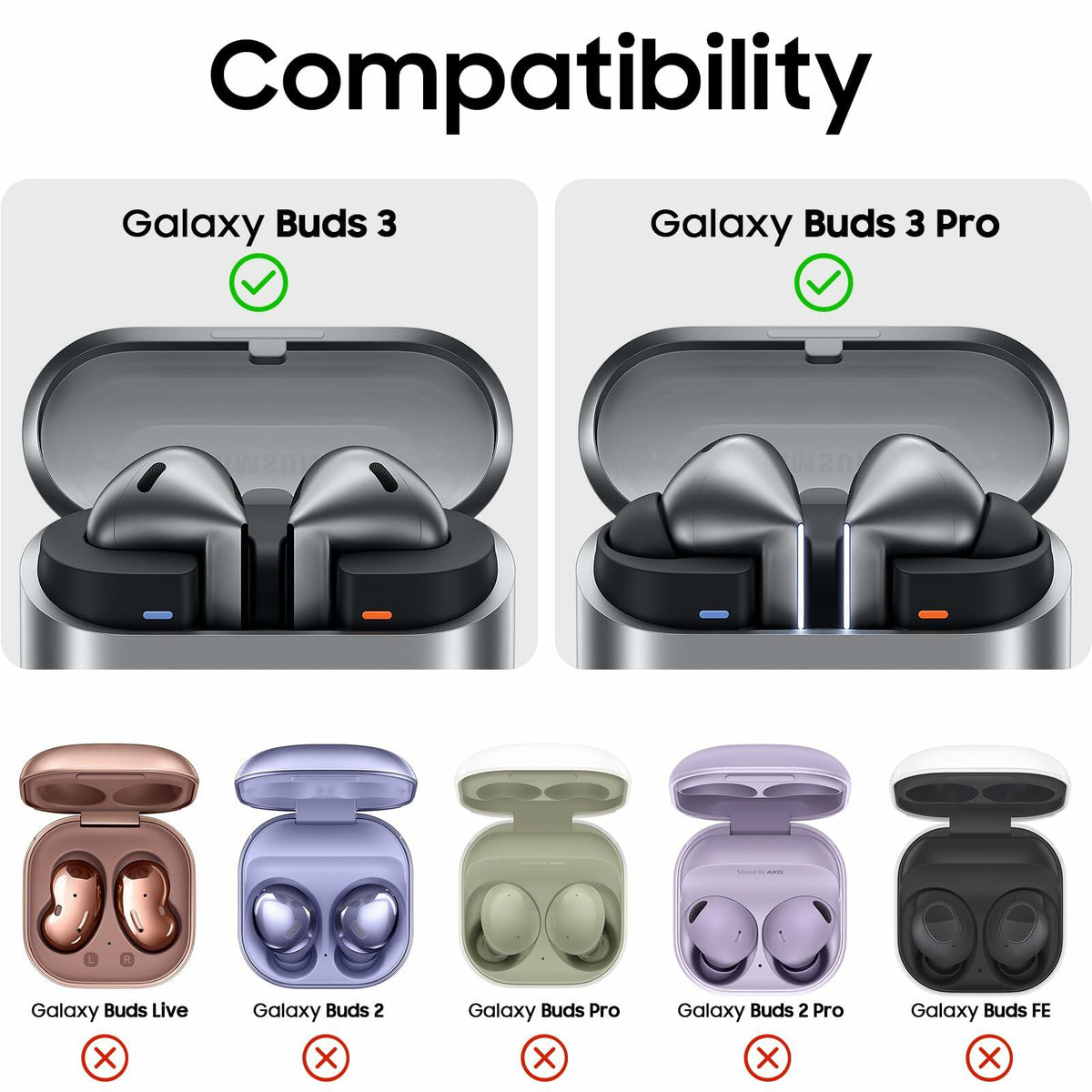 Funda protectora de silicona transparente con brillantina para Galaxy Buds 3 Pro, incluye llavero, de OFELUMTIZE
