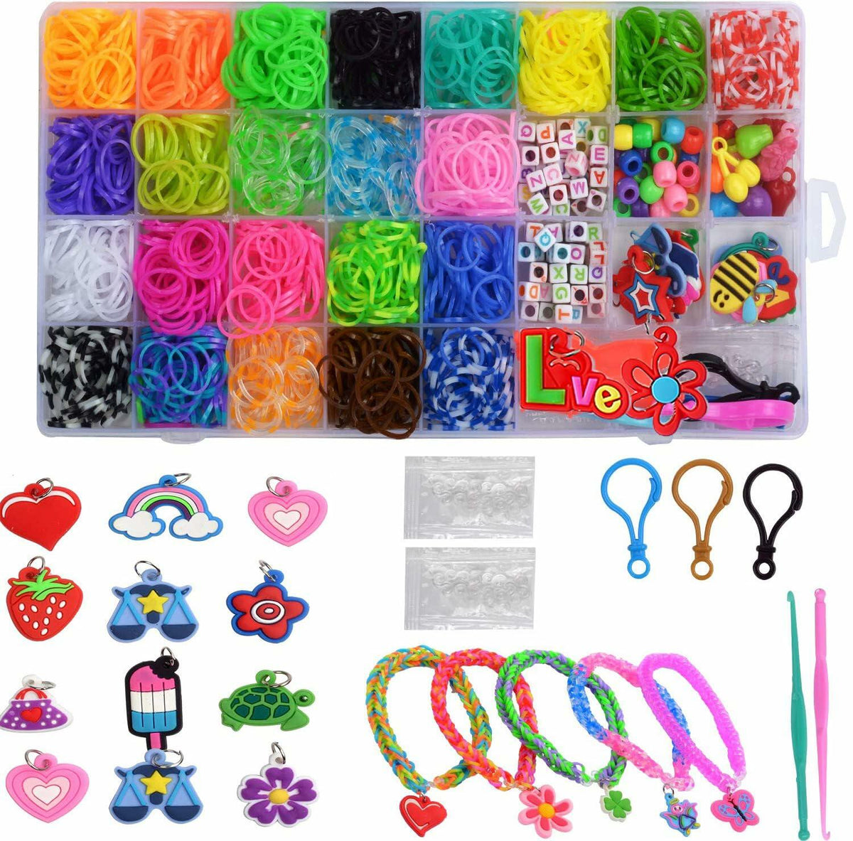 Kit de creación de pulseras de gomitas YUSLROB, más de 2000 bandas multicolor para niños