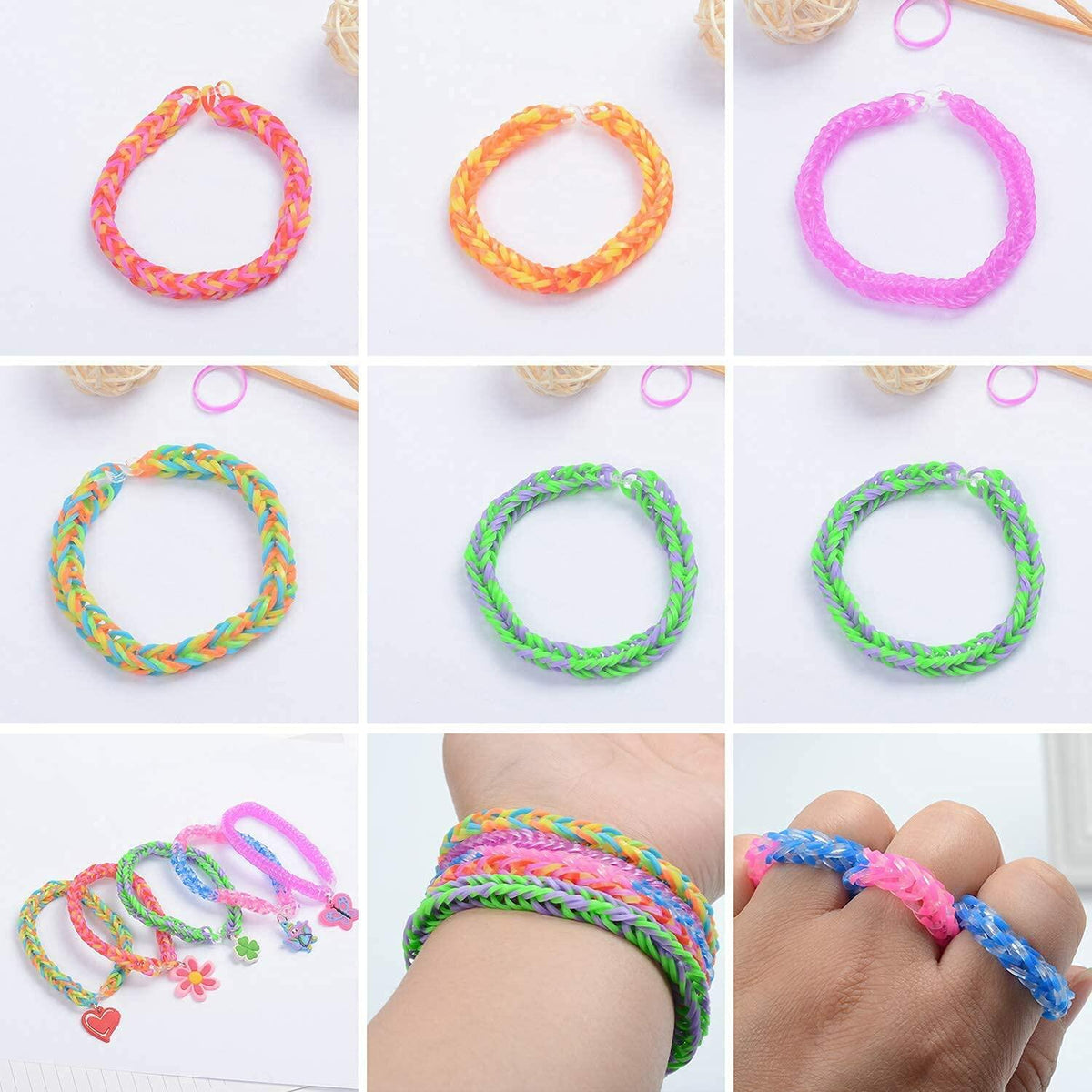 Kit de creación de pulseras de gomitas YUSLROB, más de 2000 bandas multicolor para niños