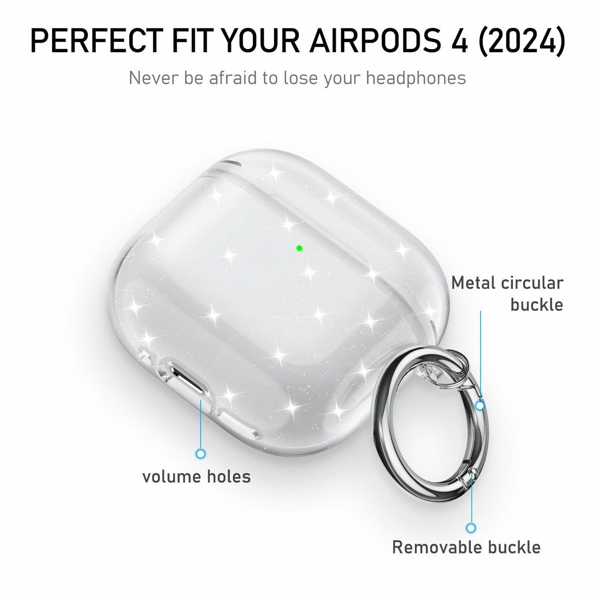 Funda de silicona Maxjoy con kit de limpieza y llavero para Apple AirPods de 4.ª generación