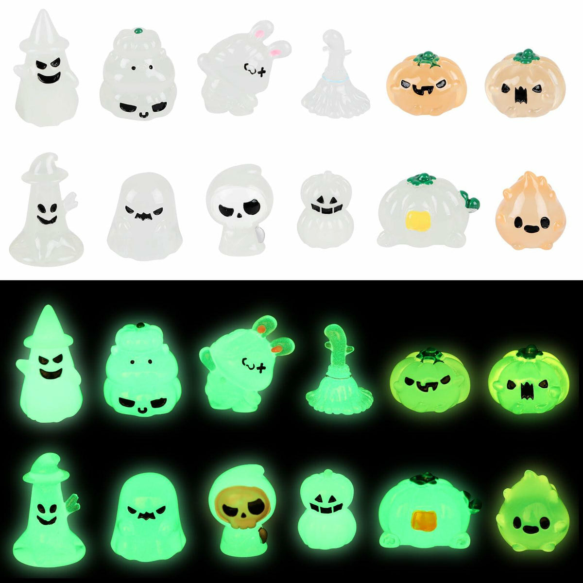 CCINEE 12 figuras luminosas de Halloween de minilápida, calabaza y fantasma de resina