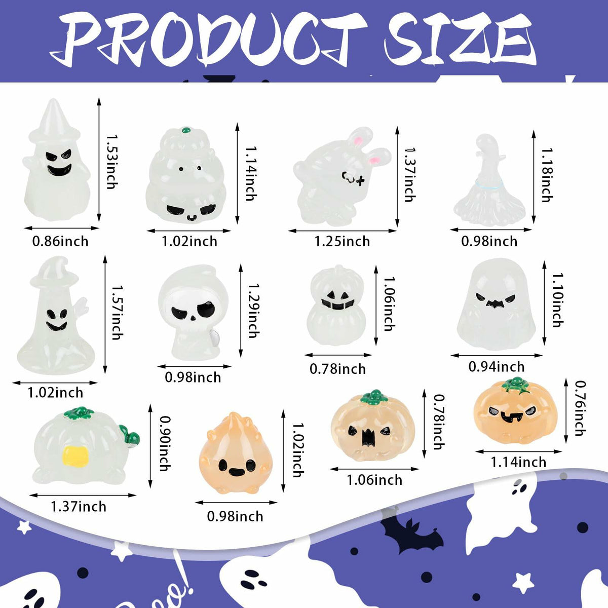 CCINEE 12 figuras luminosas de Halloween de minilápida, calabaza y fantasma de resina