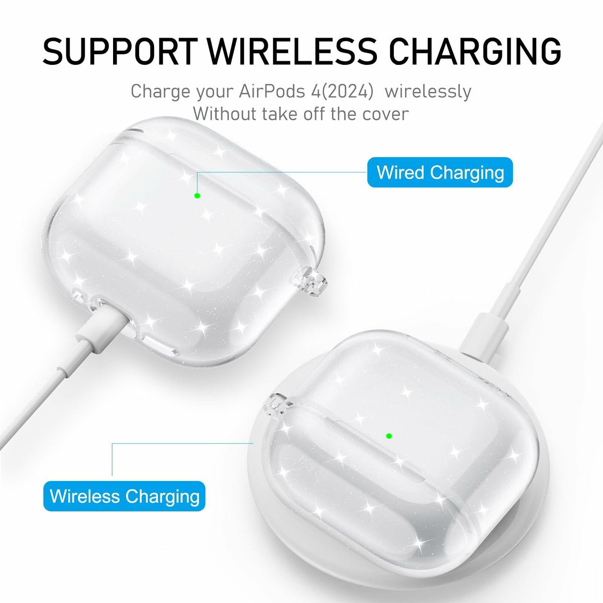 Funda de silicona Maxjoy con kit de limpieza y llavero para Apple AirPods de 4.ª generación