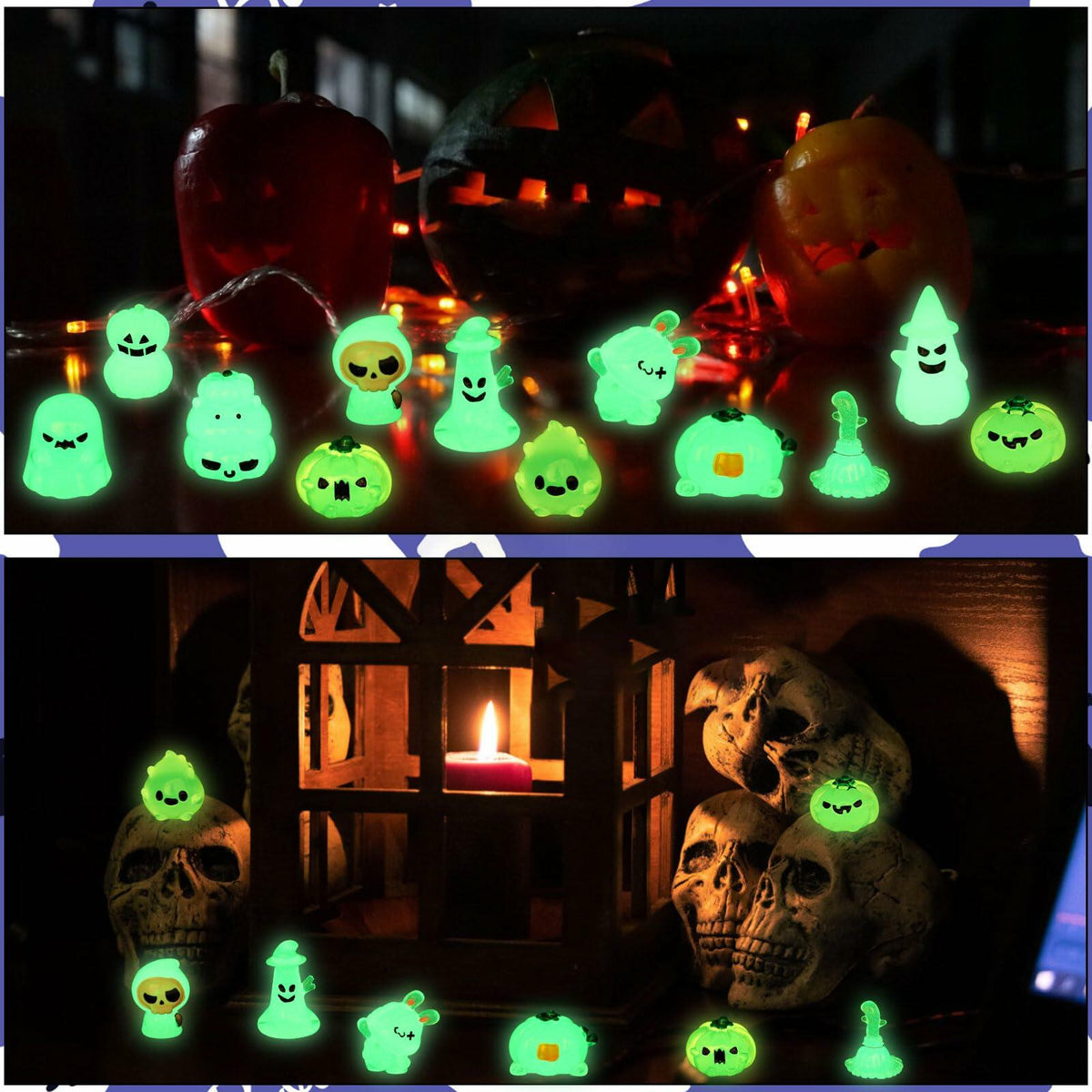 CCINEE 12 figuras luminosas de Halloween de minilápida, calabaza y fantasma de resina