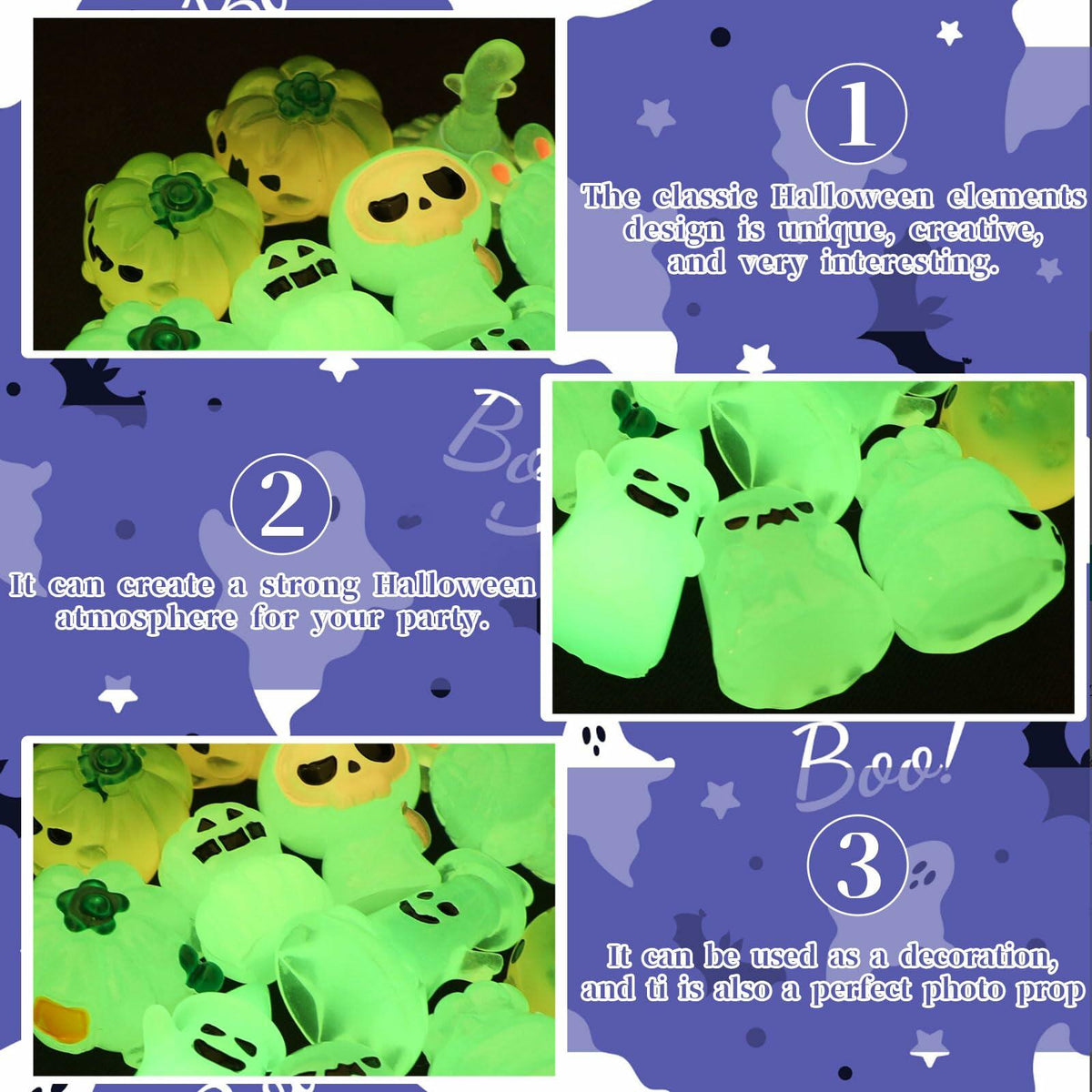 CCINEE 12 figuras luminosas de Halloween de minilápida, calabaza y fantasma de resina