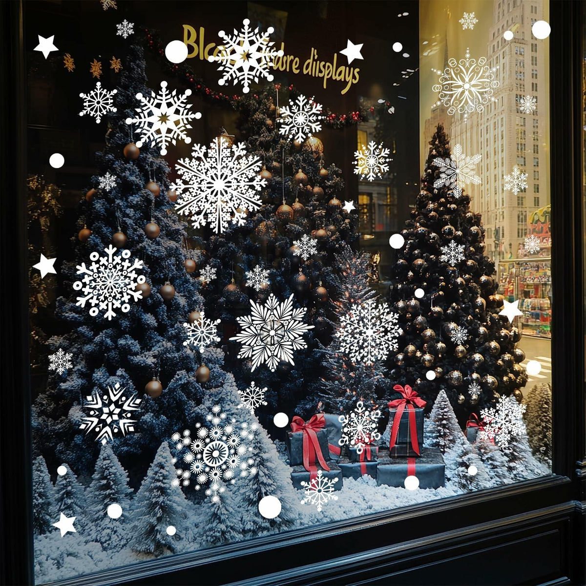 AHEONLAR 142 pegatinas estáticas para ventanas de Navidad, vinilo blanco impermeable