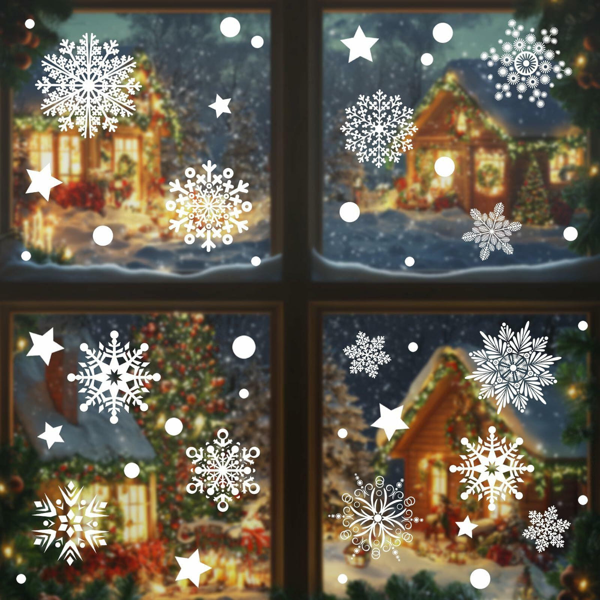 AHEONLAR 142 pegatinas estáticas para ventanas de Navidad, vinilo blanco impermeable