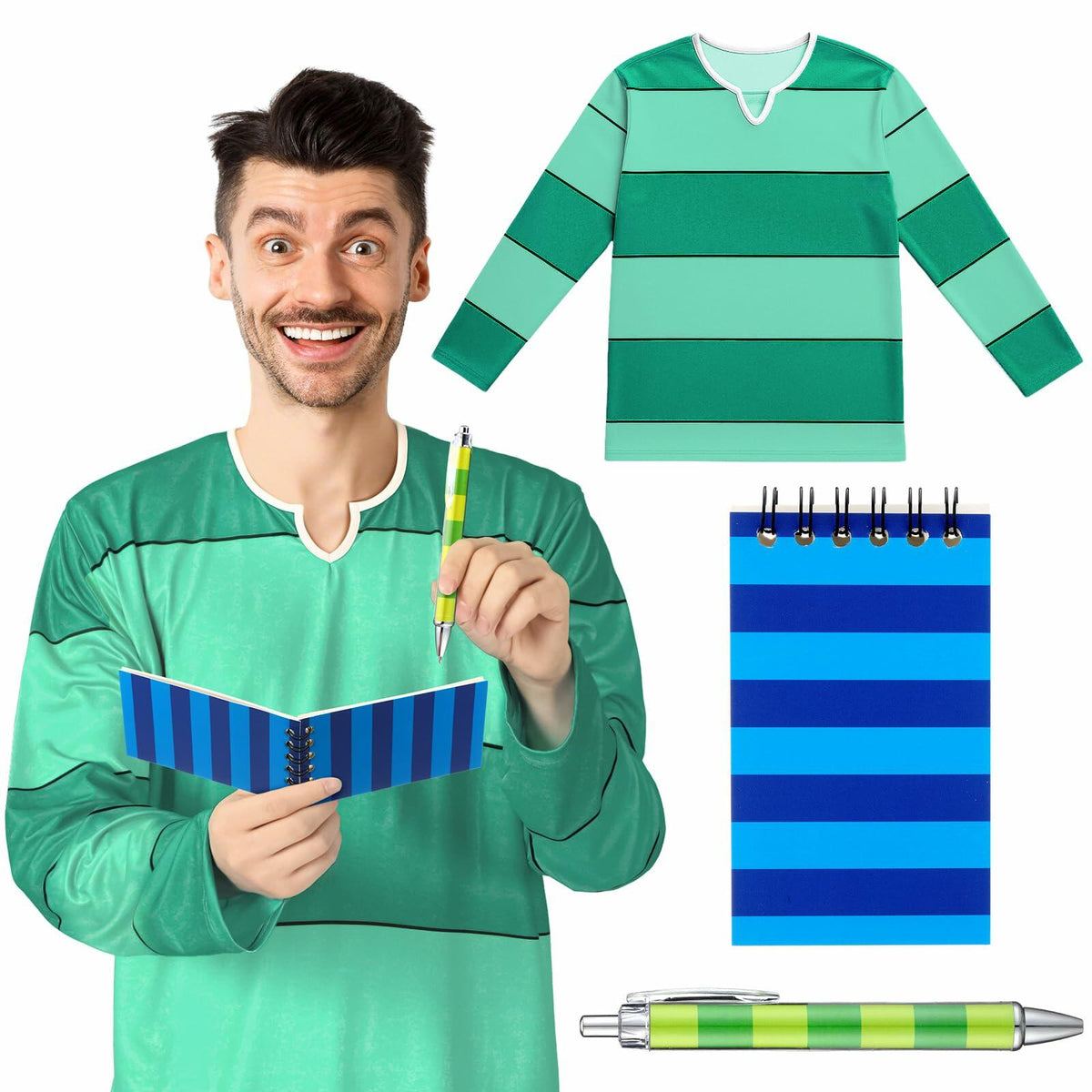 Conjunto de accesorios para disfraz de Halloween Jecery, verde azul, talla única