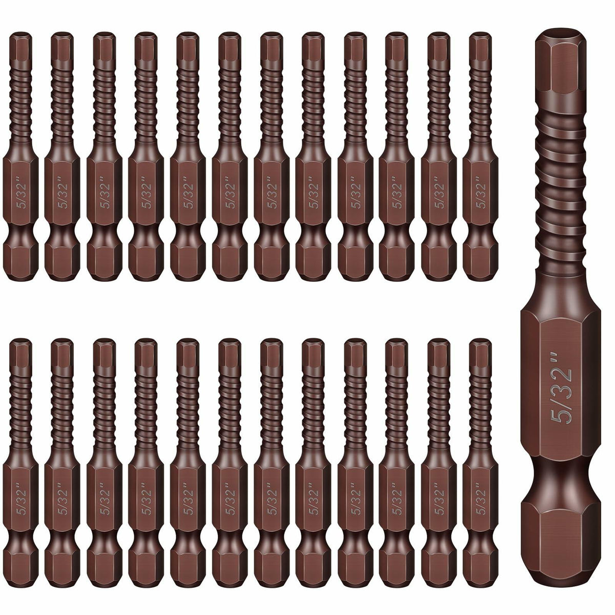 Juego de 25 puntas para atornillador de impacto Moxweyeni, cabeza hexagonal de 5/32, acero S2