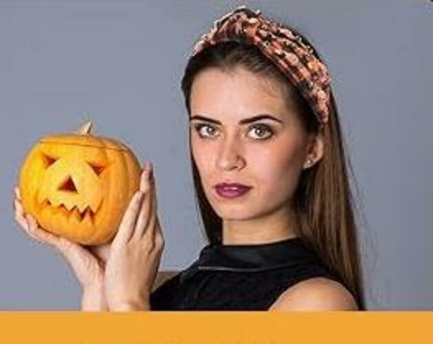Diadema de calabaza con diamantes de imitación ABONDEVER, cuadros negros y naranjas