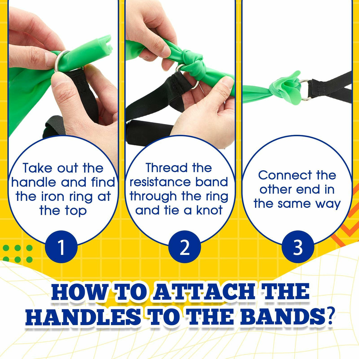 Relaxgiant 2 bandas de resistencia con agarres para ejercicio en silla, amarillo y verde