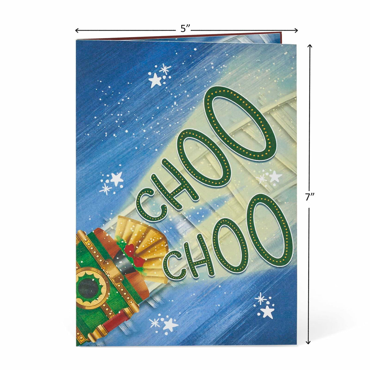 Tarjeta desplegable 3D de tren de pan de jengibre navideño POPWOW de 5x7 con sobre