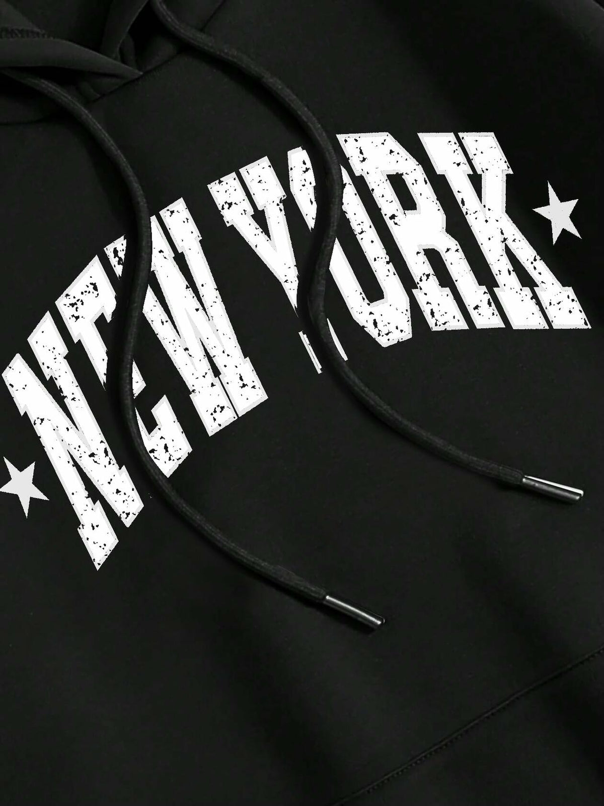 Sudadera con capucha y estampado gráfico de corte extragrande para mujer LilyCoco, color negro, talla L