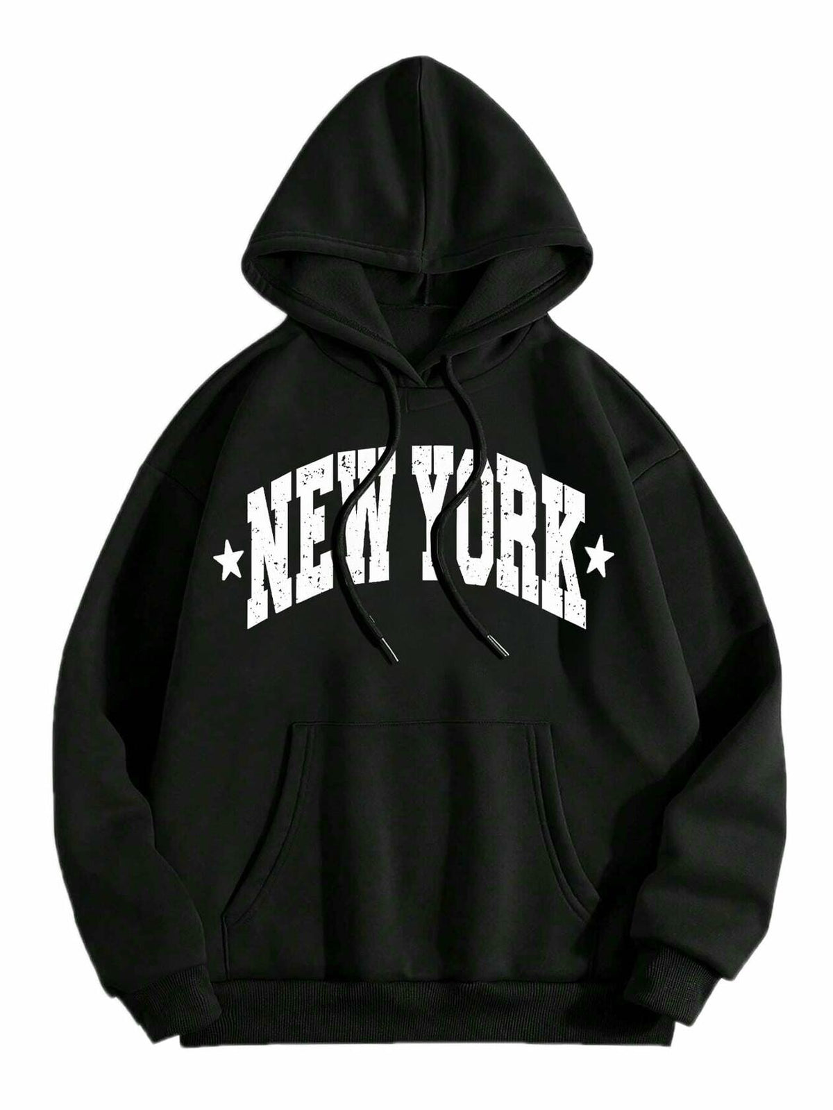 Sudadera con capucha y estampado gráfico de corte extragrande para mujer LilyCoco, color negro, talla L