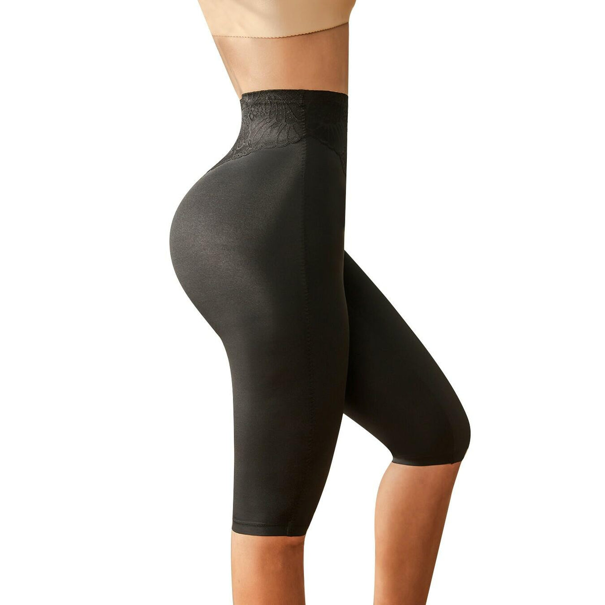 Pantalones cortos moldeadores de cintura alta con control de abdomen para mujer Yeblues, negro, talla L