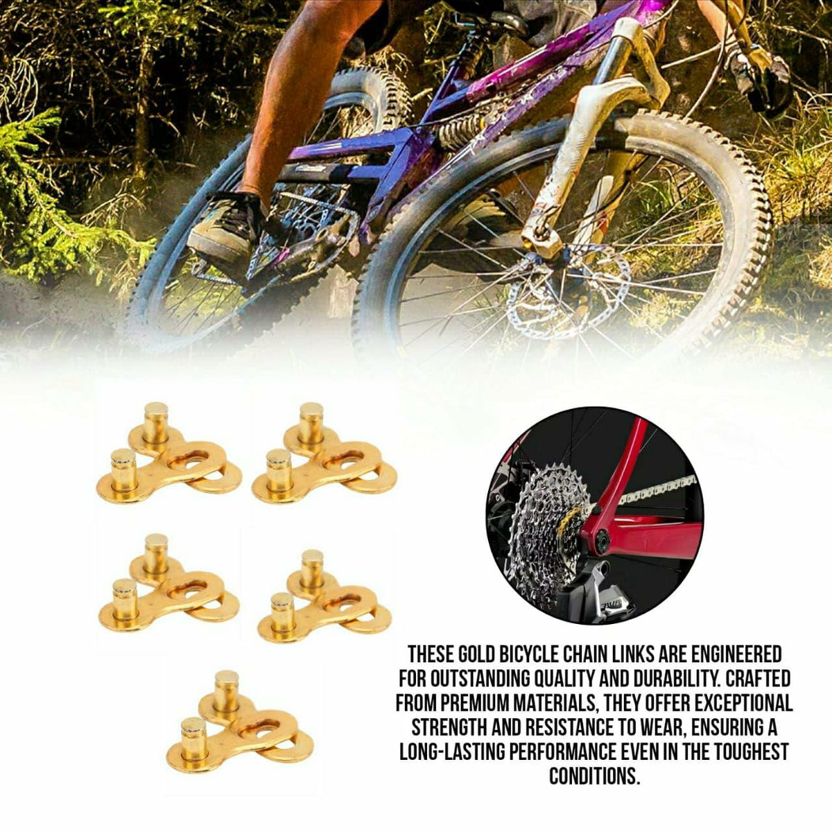 Eslabón maestro de cadena de bicicleta de 11 velocidades KALIDESHON, metal duradero, dorado, paquete de 4
