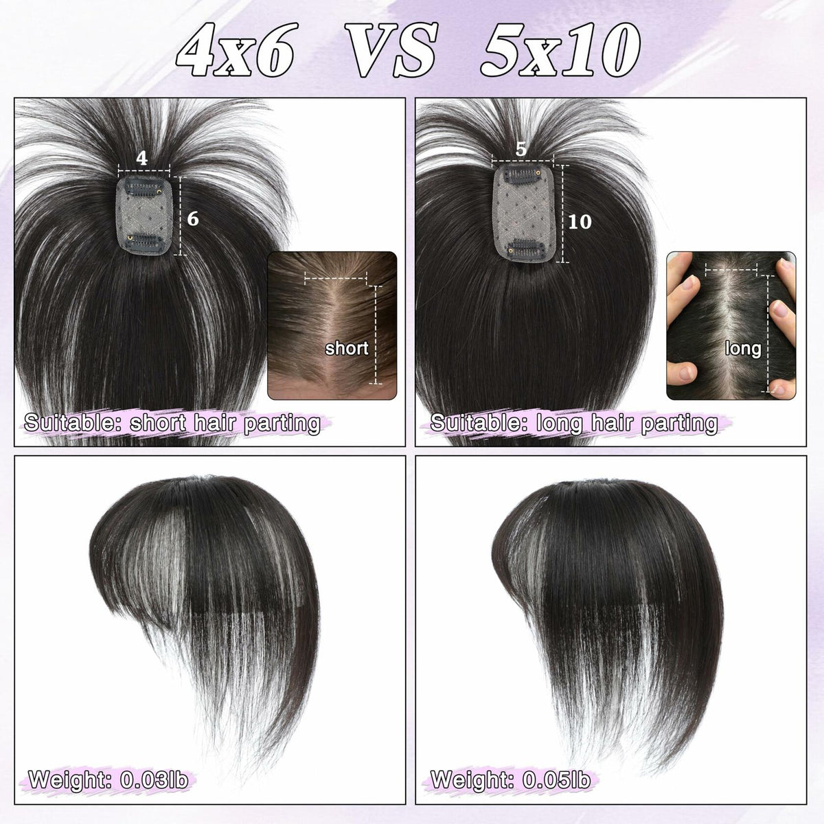 BUPPLER 360° 3D Hair Topper with Bangs for Thinning Hair 4x6 Brown Black-1B
