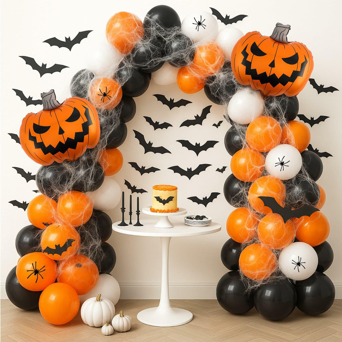 Kit de arco de guirnalda de globos para Halloween Arrowbash, naranja, negro y blanco, 5-18 pulgadas
