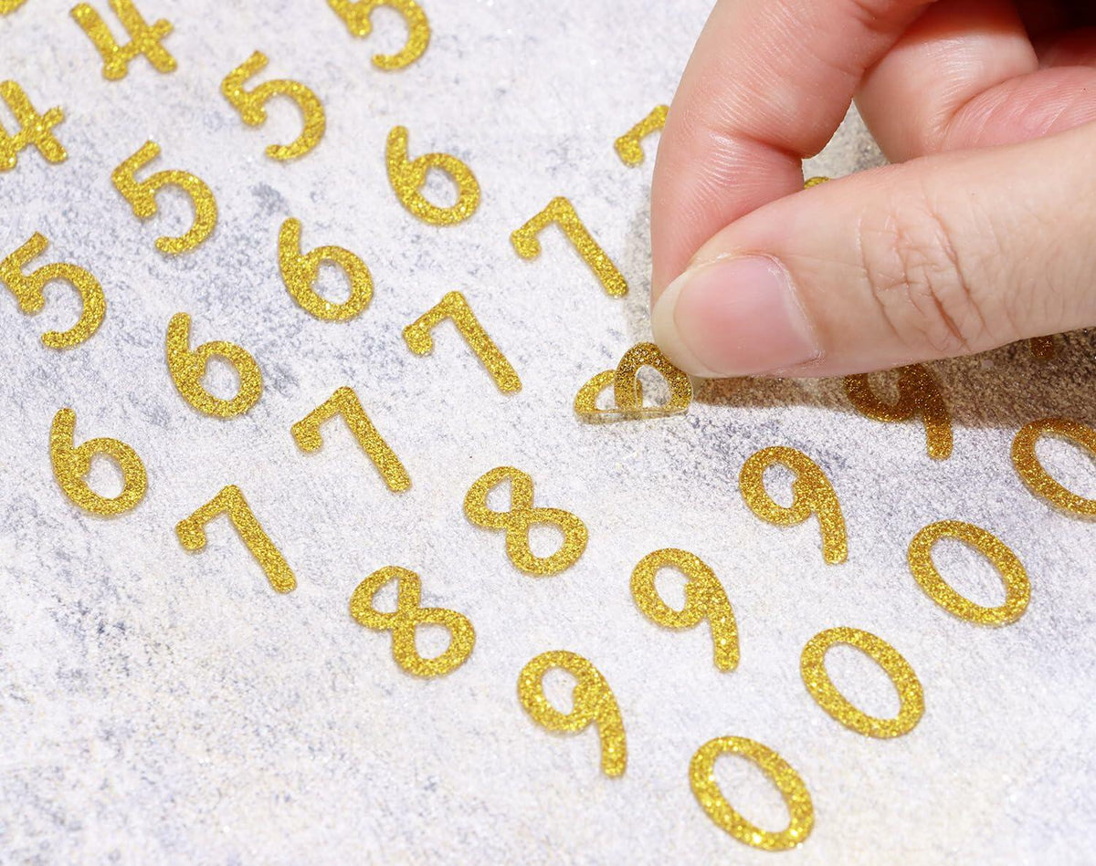 PPhtony 6 hojas de pegatinas de letras y números con purpurina autoadhesivas plateadas