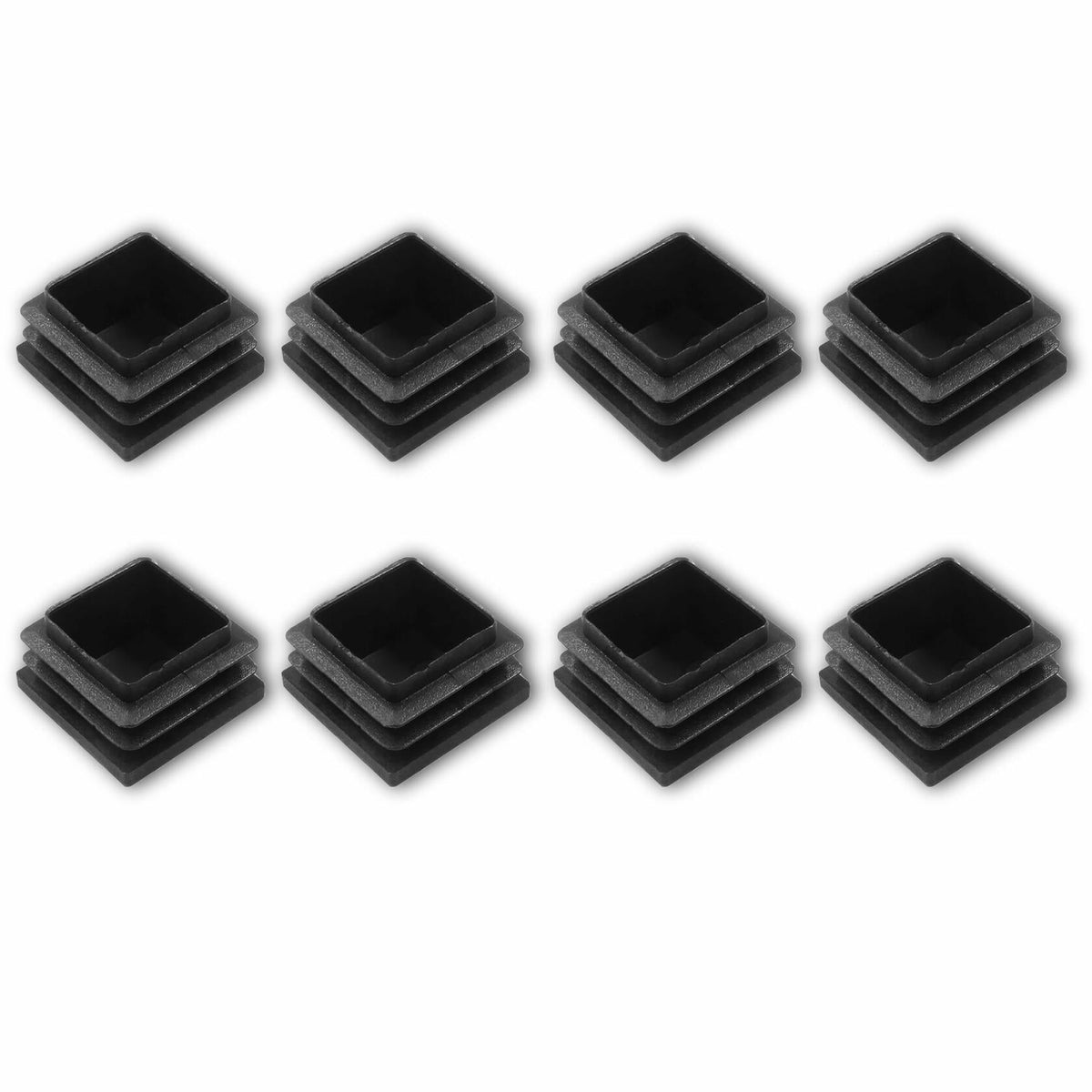Paquete de 8 tapones cuadrados de plástico de 1.25" para postes de valla de acero, color negro