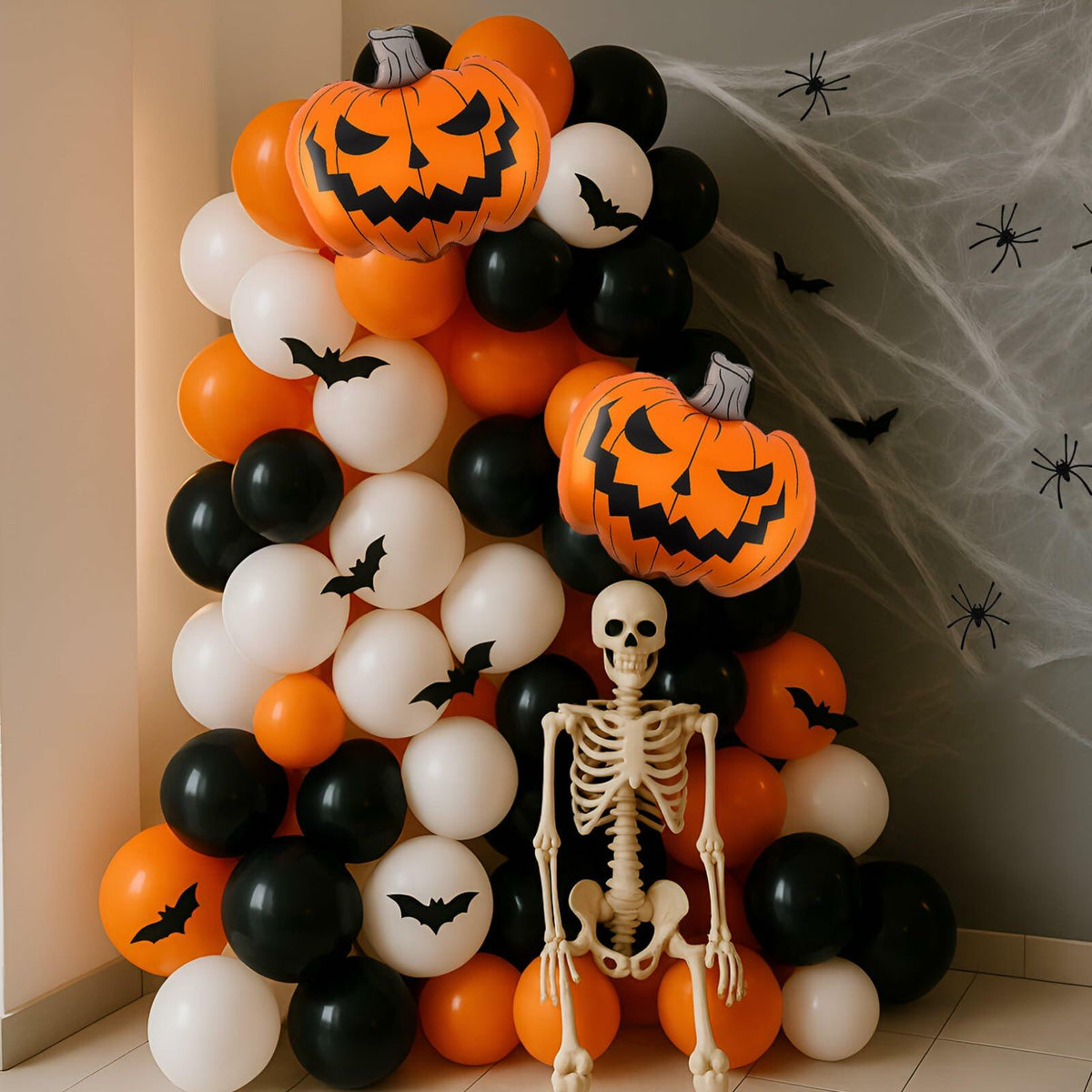 Kit de arco de guirnalda de globos para Halloween Arrowbash, naranja, negro y blanco, 5-18 pulgadas