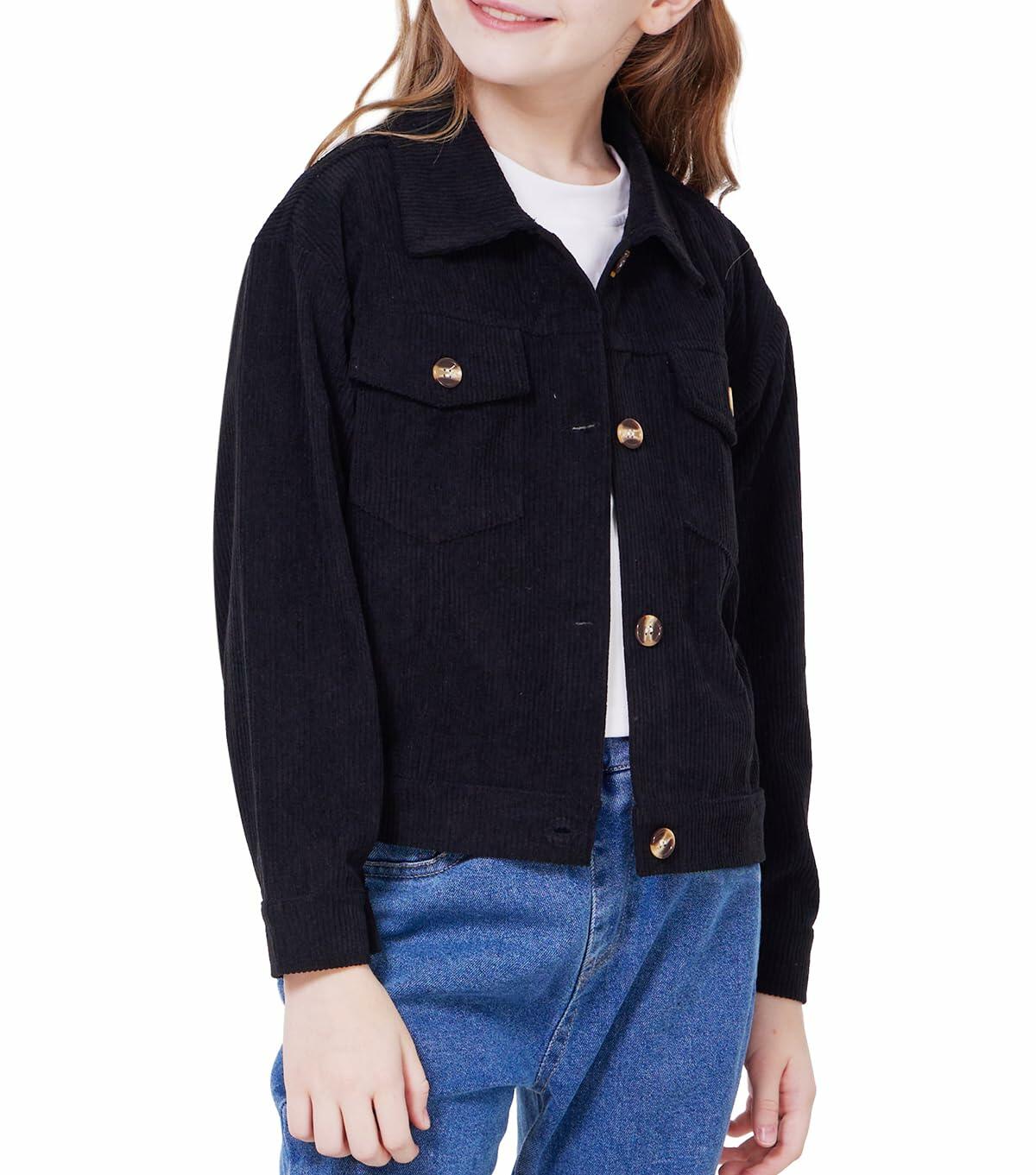 Chaqueta de pana con botones para niña WULFUL, color marrón, ropa de abrigo de otoño, talla 5-6 años