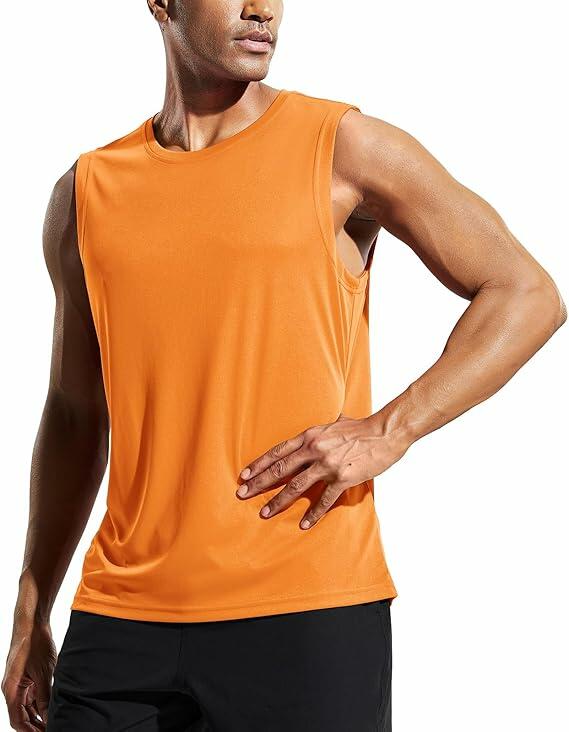 Camiseta de entrenamiento sin mangas Haimont UPF 50+ de secado rápido, color naranja, talla XXL