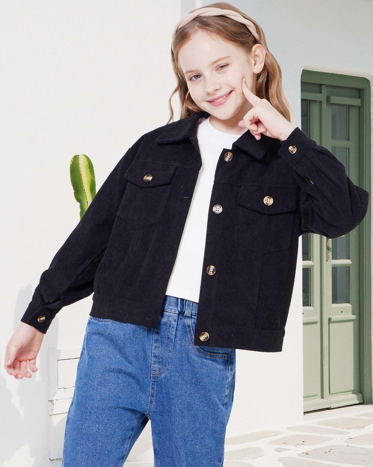 Chaqueta de pana con botones para niña WULFUL, color marrón, ropa de abrigo de otoño, talla 5-6 años