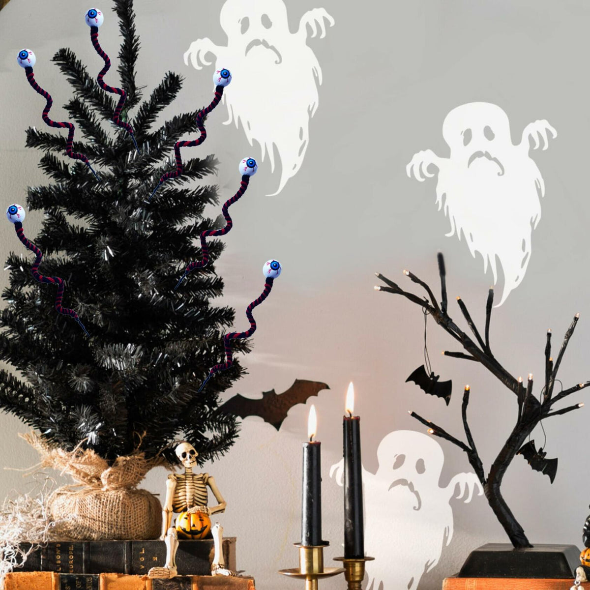 Decoraciones de Halloween IRCOR Palitos de globo ocular retorcidos Rojo+Negro Paquete de 6