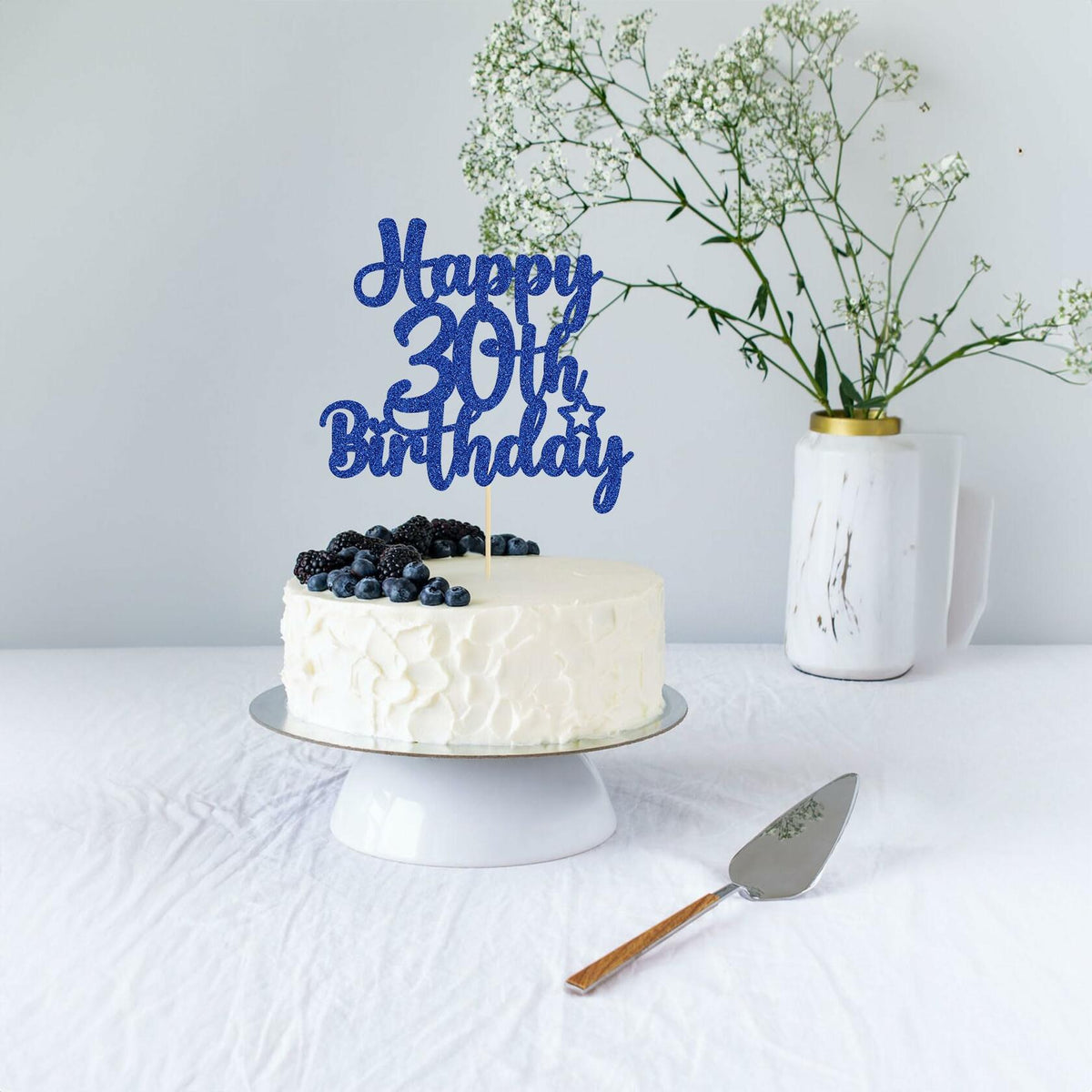Adorno para pastel de feliz 30 cumpleaños Gyufise, azul brillante, 1 unidad