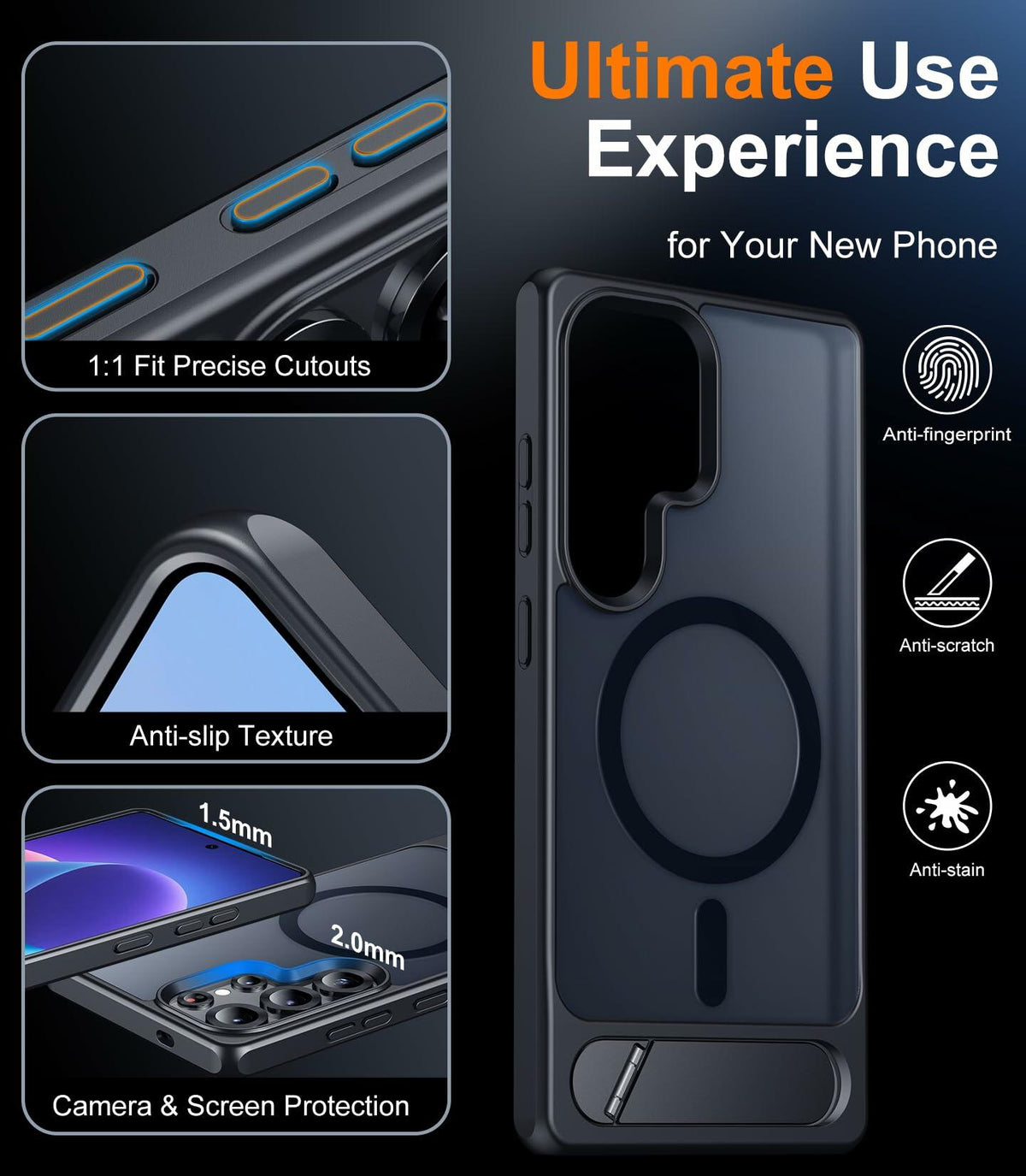 Funda magnética Temdan para Samsung Galaxy S25 Ultra de 6.9", color negro, a prueba de golpes