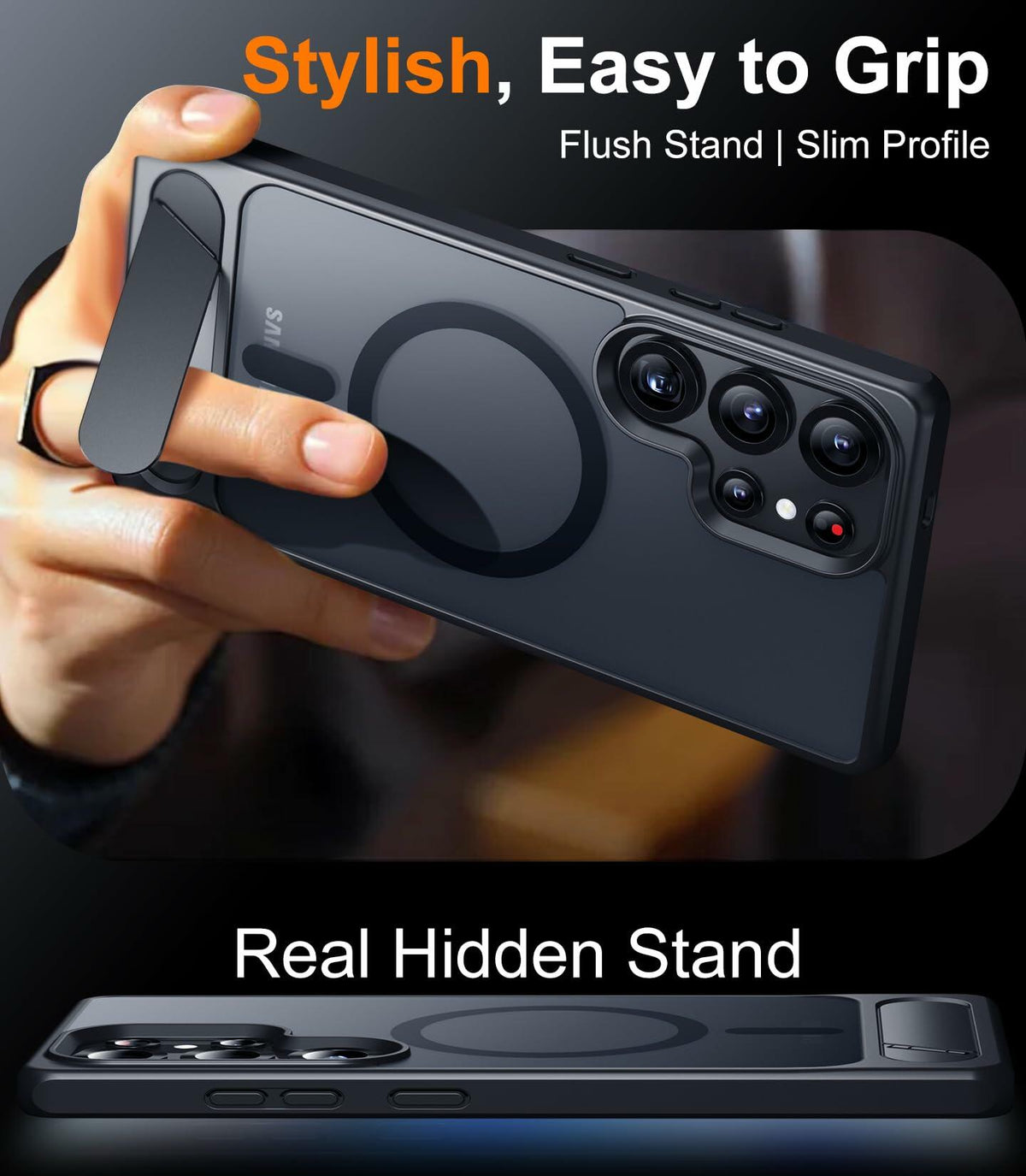 Funda magnética Temdan para Samsung Galaxy S25 Ultra de 6.9", color negro, a prueba de golpes