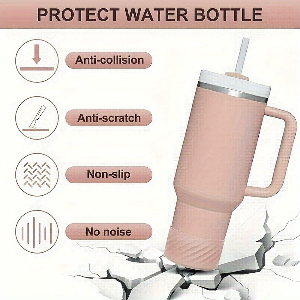 Funda protectora de silicona para la base de botellas de agua FoGooxr, color azul