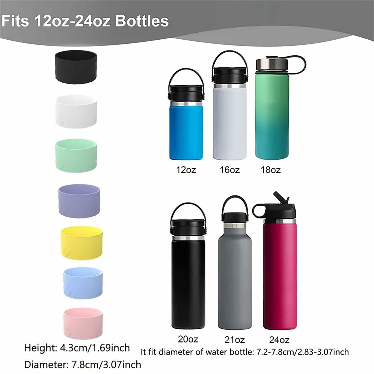 Funda protectora de silicona para la base de botellas de agua FoGooxr, color azul