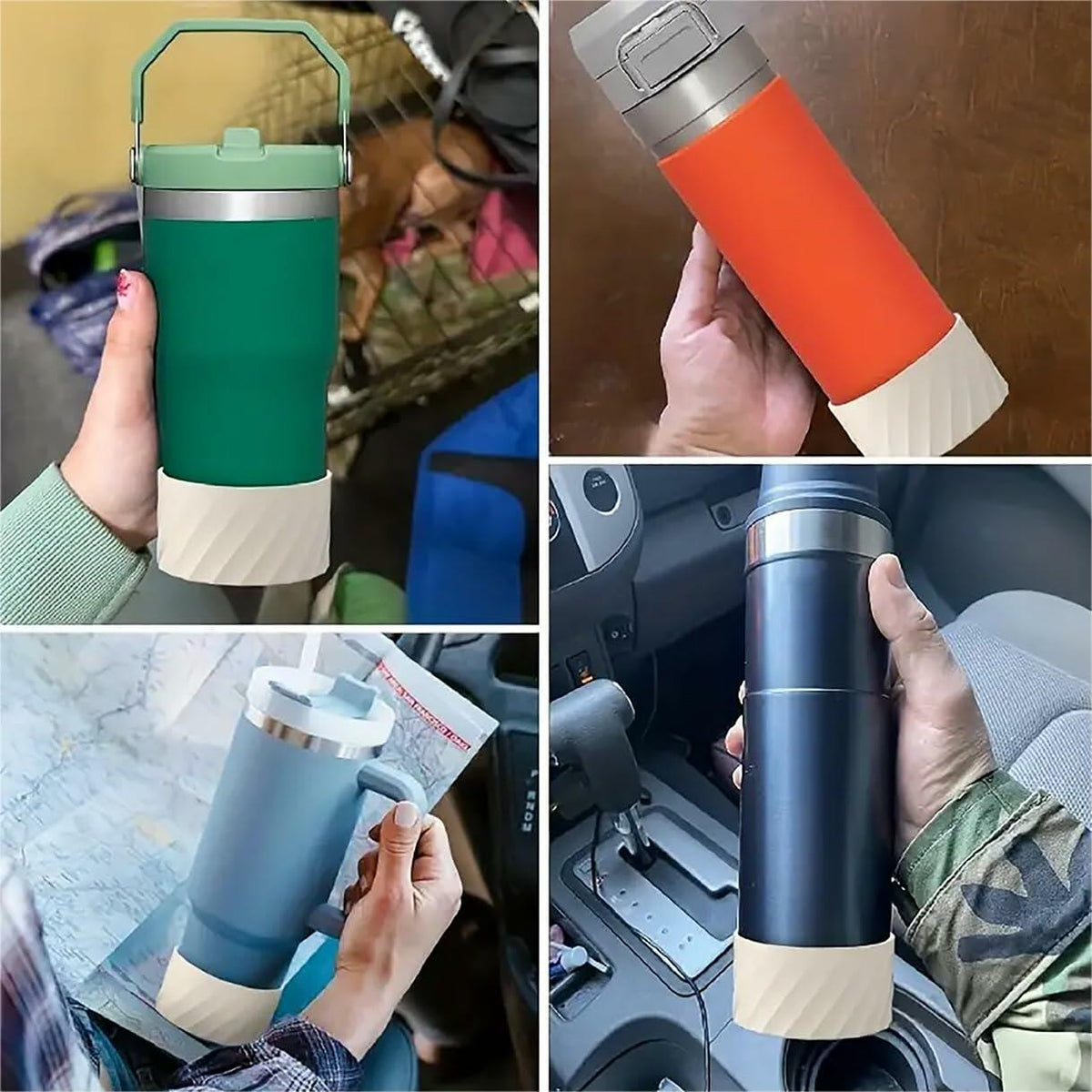 Funda protectora de silicona para la base de botellas de agua FoGooxr, color azul