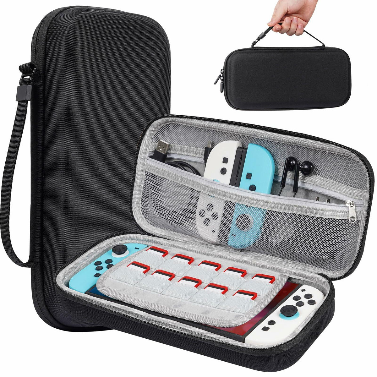 Estuche de transporte TIGOJH para Switch 2 con 10 ranuras para juegos y bolsillo para accesorios, negro