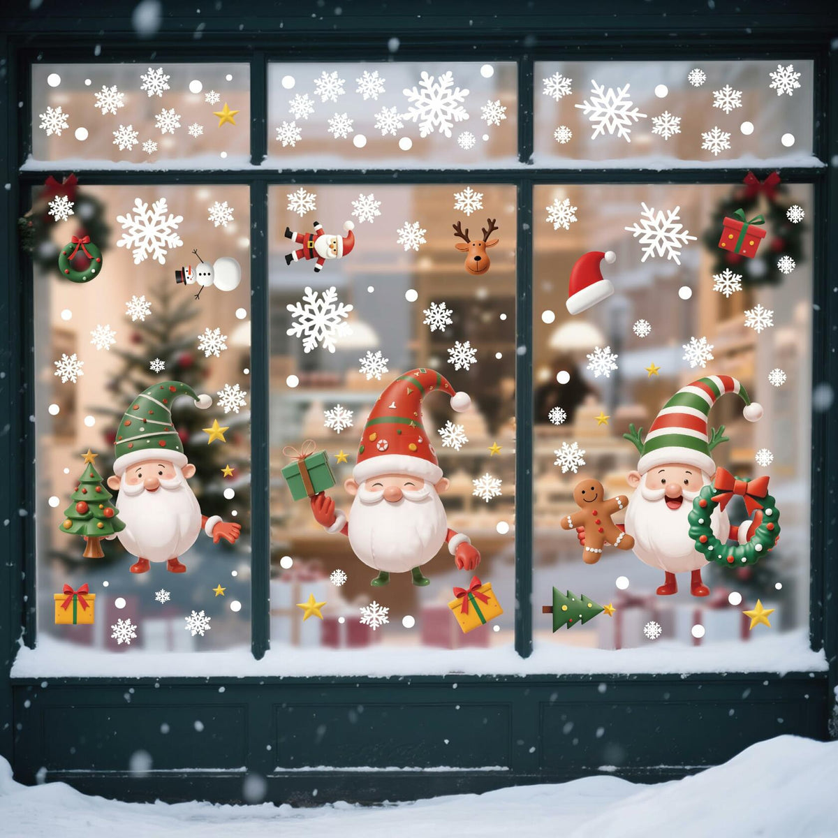 XISHIUYIS 396 Piezas Decoraciones de Navidad para Ventanas, Adhesivos Removibles Blancos