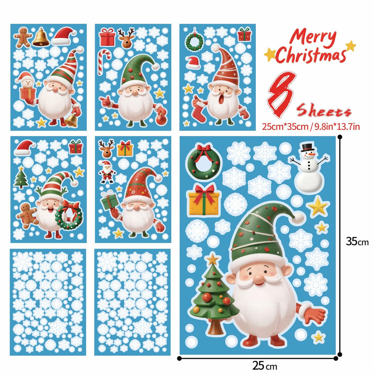 XISHIUYIS 396 Piezas Decoraciones de Navidad para Ventanas, Adhesivos Removibles Blancos